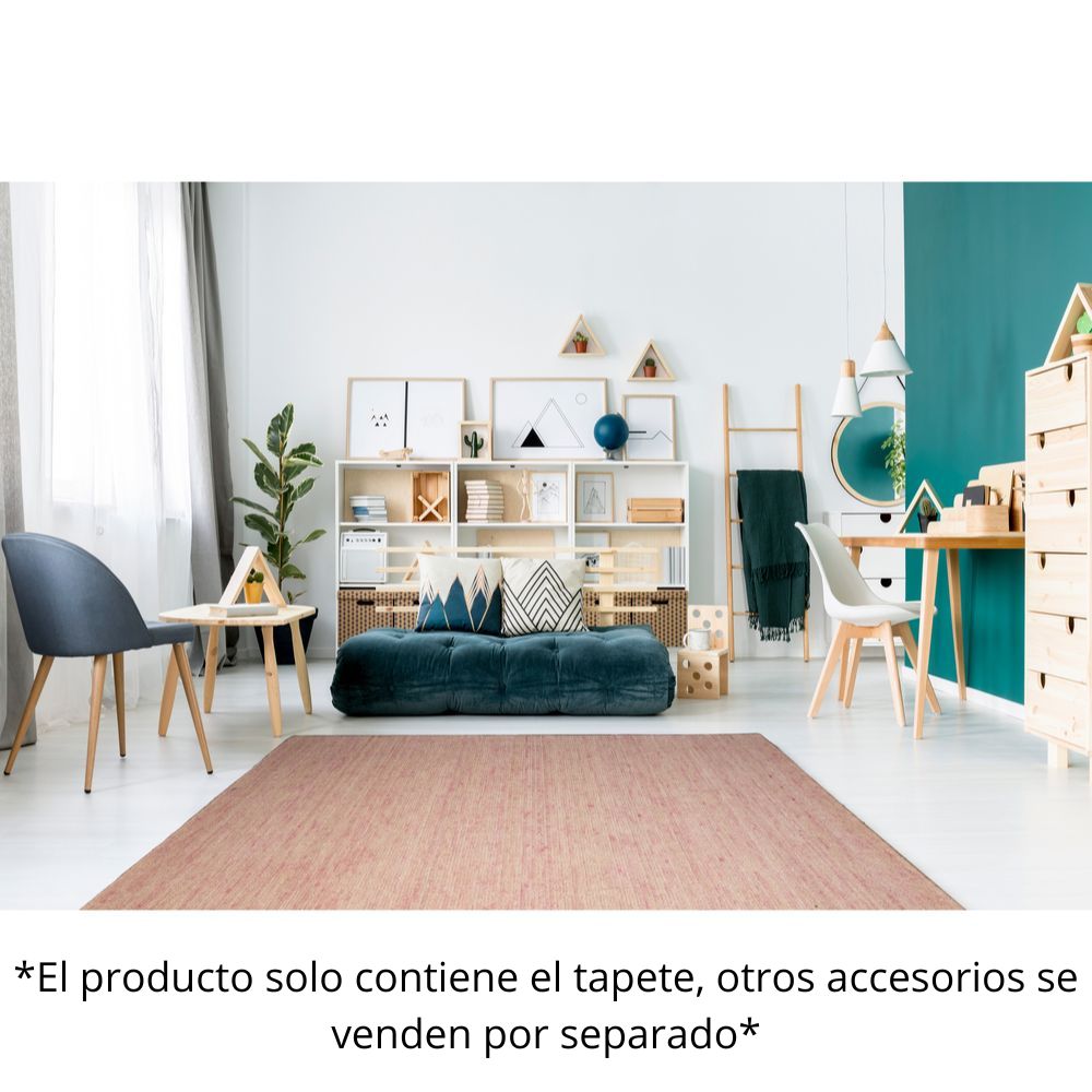 Tapete decorativo colección Malda N8011 rectangular de lana, viscosa y algodón en rosa crema