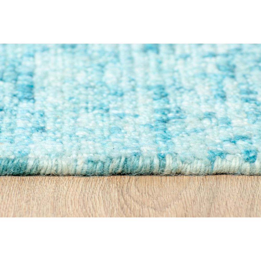 Tapete decorativo colección Malda N8016 rectangular en lana y viscosa color azul turquesa