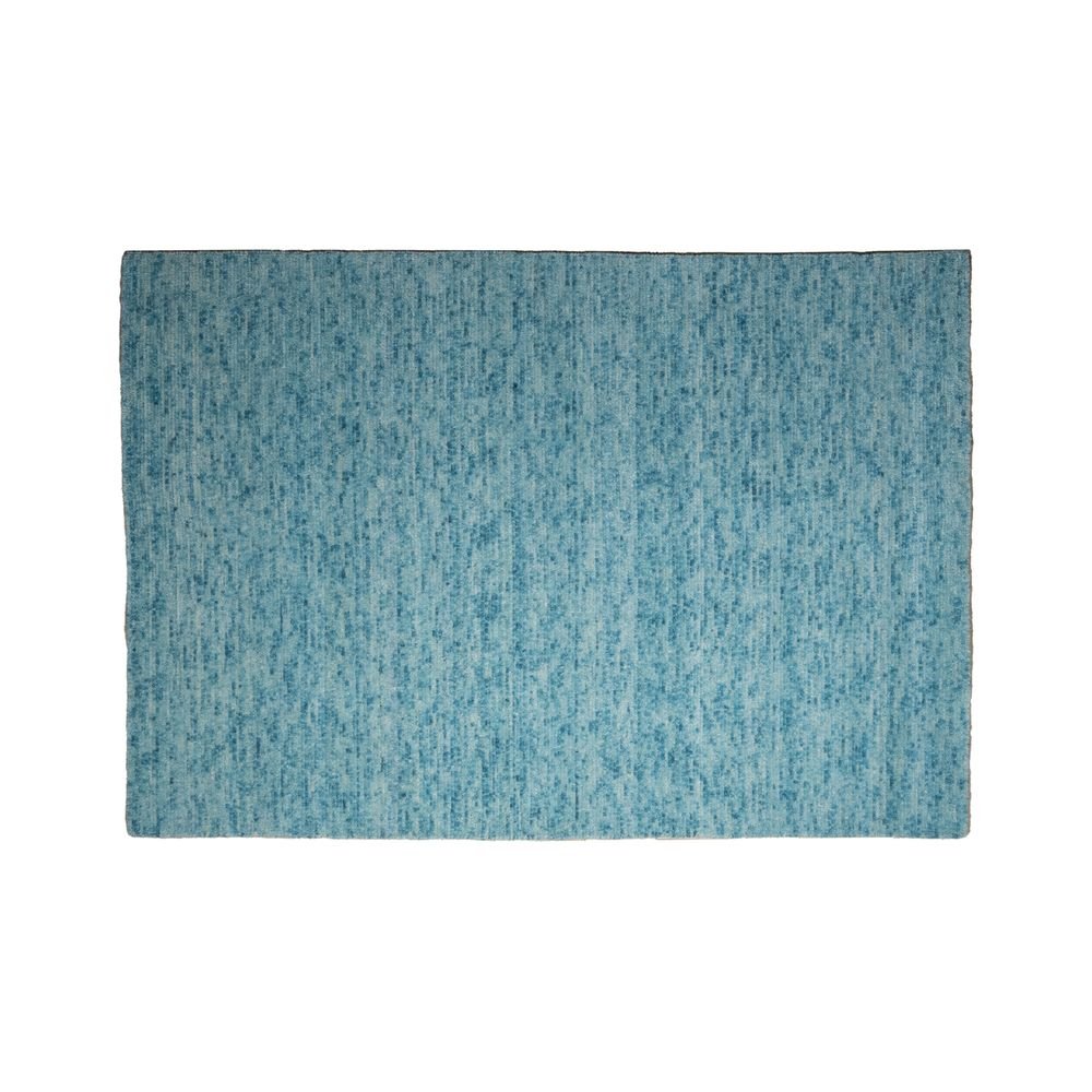 Tapete decorativo colección Malda N8016 rectangular en lana y viscosa color azul turquesa