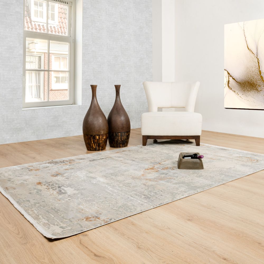 Tapete colección Minori T2244 rectangular en tono gris para decoración