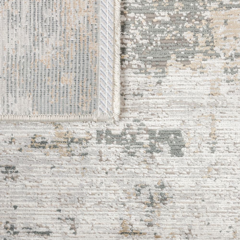 Tapete decorativo Minori T2292 rectangular en tonos crema, gris y oro