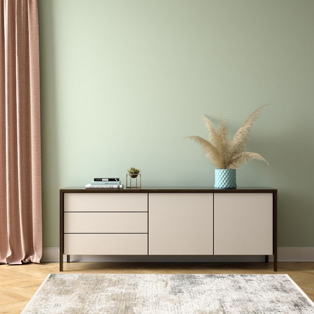 Tapete decorativo Minori T2292 rectangular en tonos crema, gris y oro