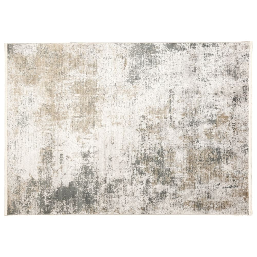 Tapete decorativo Minori T2292 rectangular en tonos crema, gris y oro