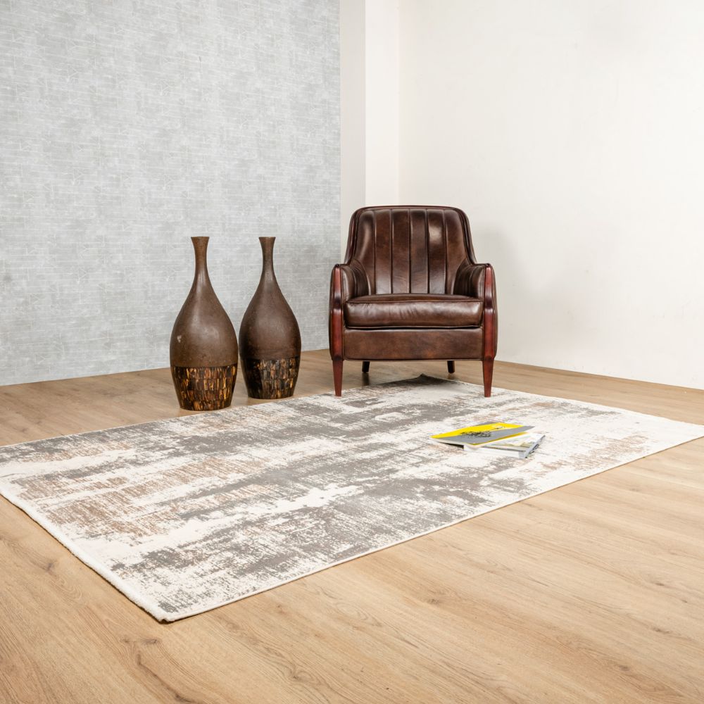 Tapete decorativo colección Minori T2293 rectangular en crema gris oro