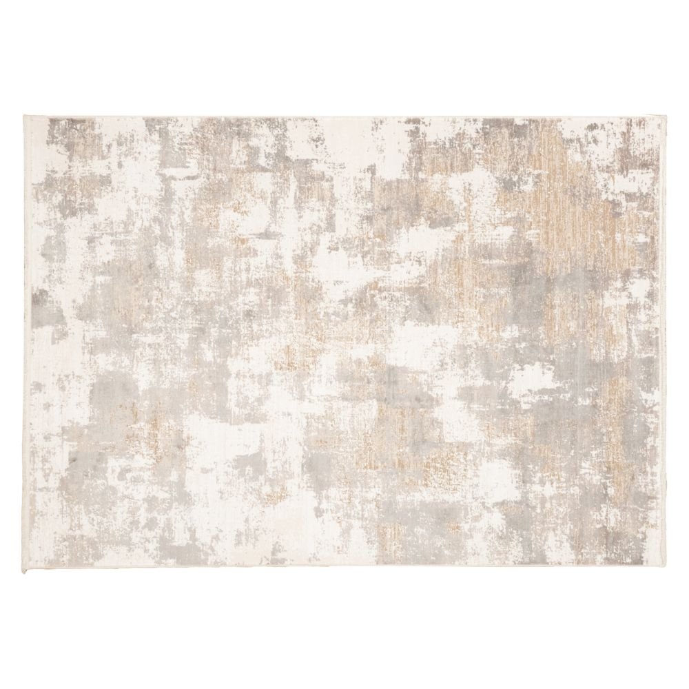 Tapete decorativo colección Minori rectangular en tonos crema, gris y oro