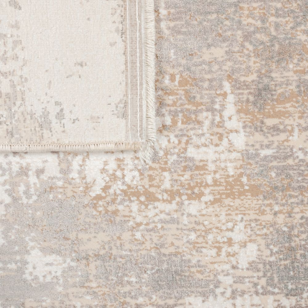 Tapete decorativo colección Minori rectangular en tonos crema, gris y oro