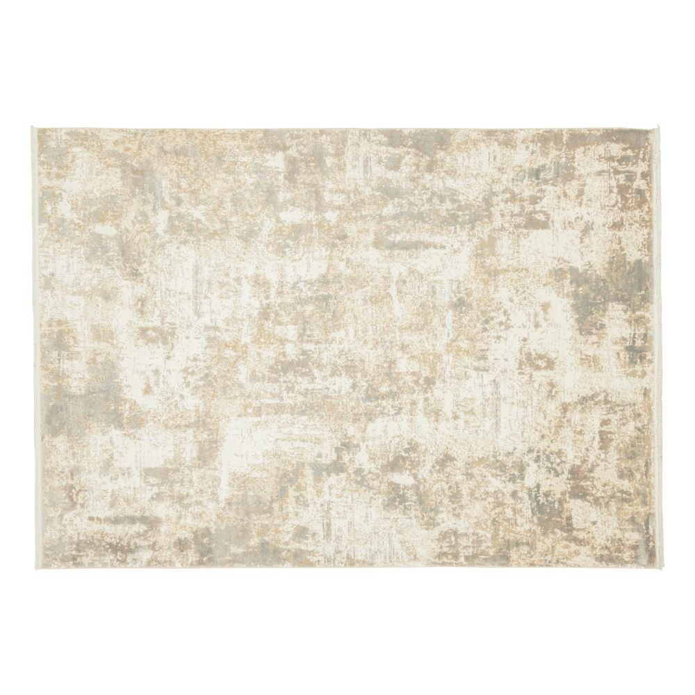 Tapete decorativo colección Minori T2295 rectangular en tonos crema, gris y oro