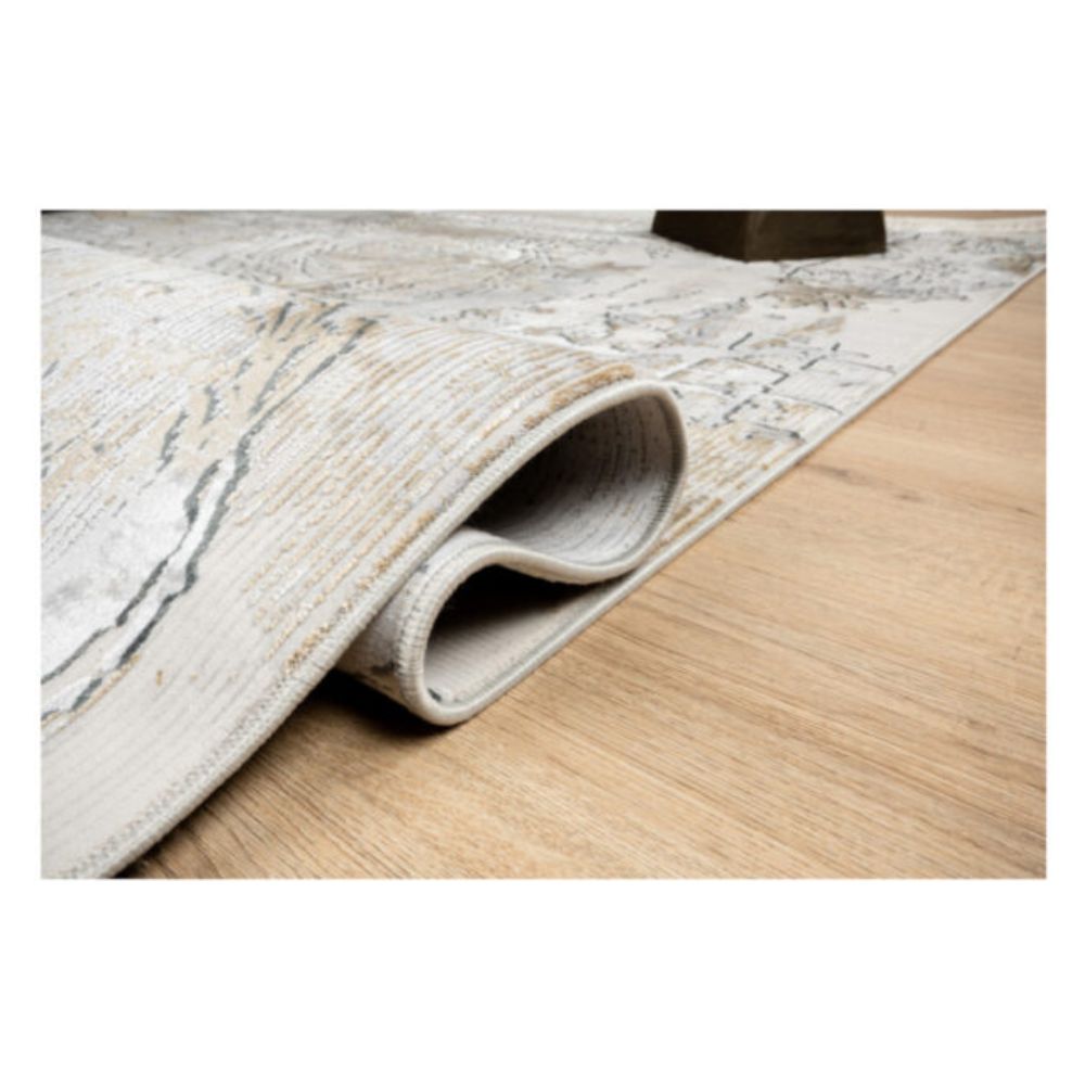 Tapete decorativo colección Minori T2296 rectangular en tonos gris y oro