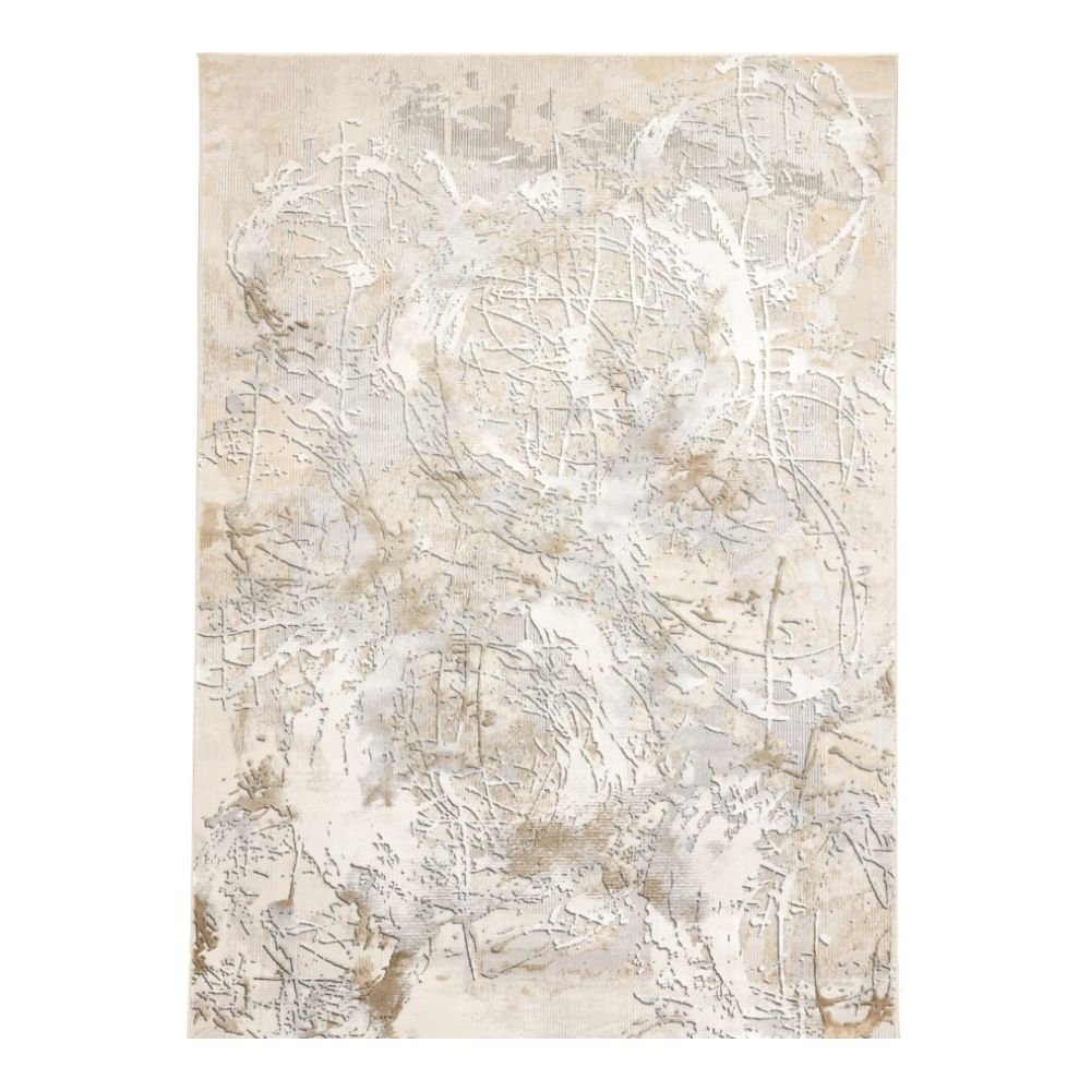 Tapete decorativo colección Minori T2296 rectangular en tonos gris y oro