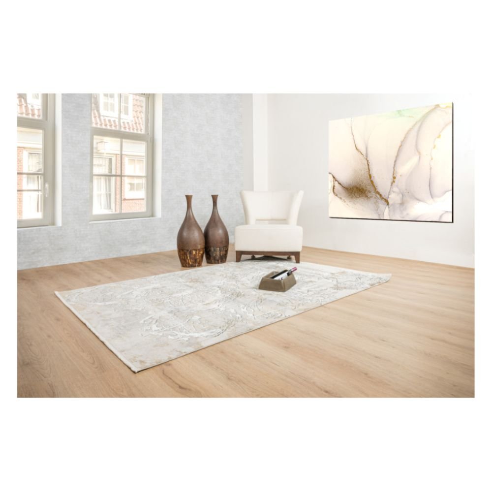 Tapete decorativo colección Minori T2296 rectangular en tonos gris y oro