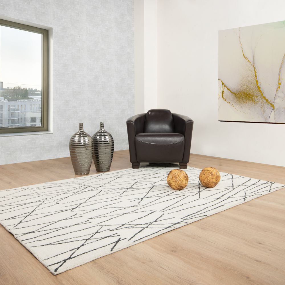 Tapete decorativo colección Myra D2020 rectangular de polietileno en beige gris