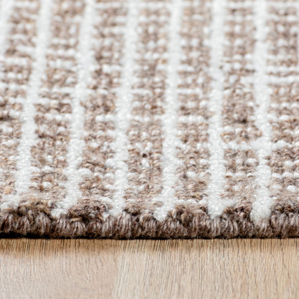 Tapete decorativo colección Myra rectangular en polietileno tabaco beige de pelo corto