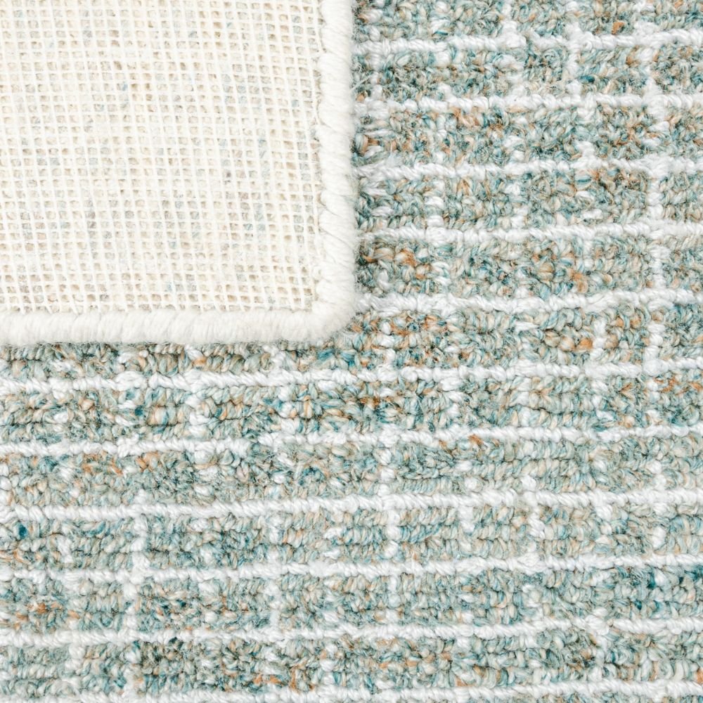 Tapete decorativo colección Myra D2023 rectangular de polietileno en tonos turquesa y beige