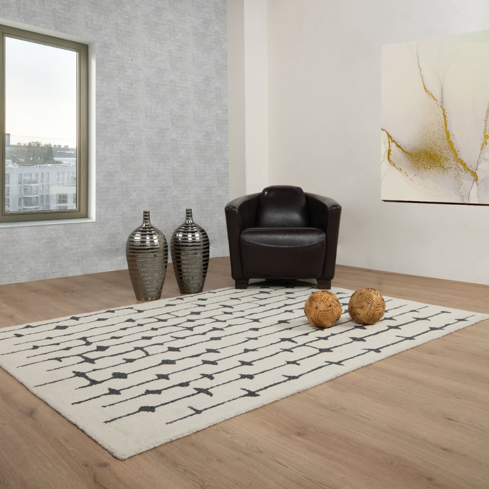Tapete colección Myra D2024 rectangular de polietileno pelo corto en tono beige gris