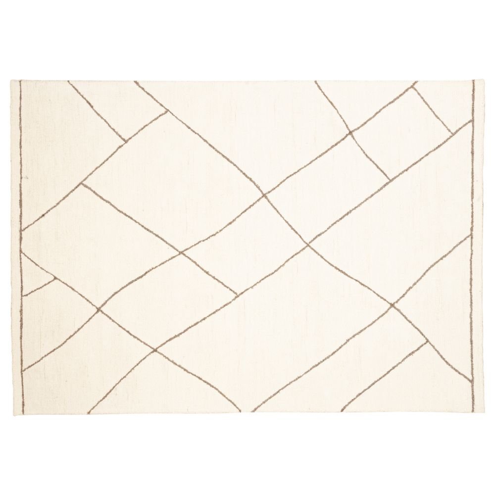 Tapete decorativo colección Myra D2025 rectangular en polietileno color beige tabaco
