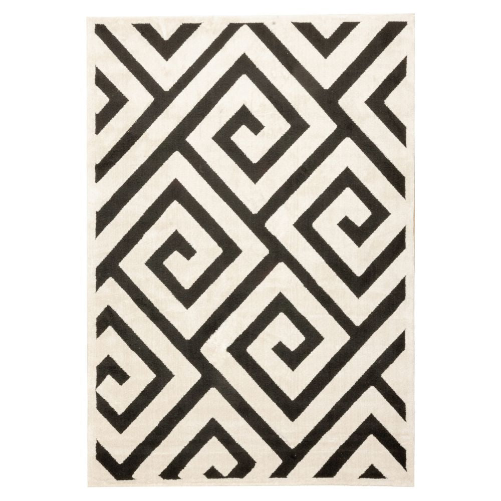 Tapete decorativo Optika T9042 rectangular de poliéster en crema y negro