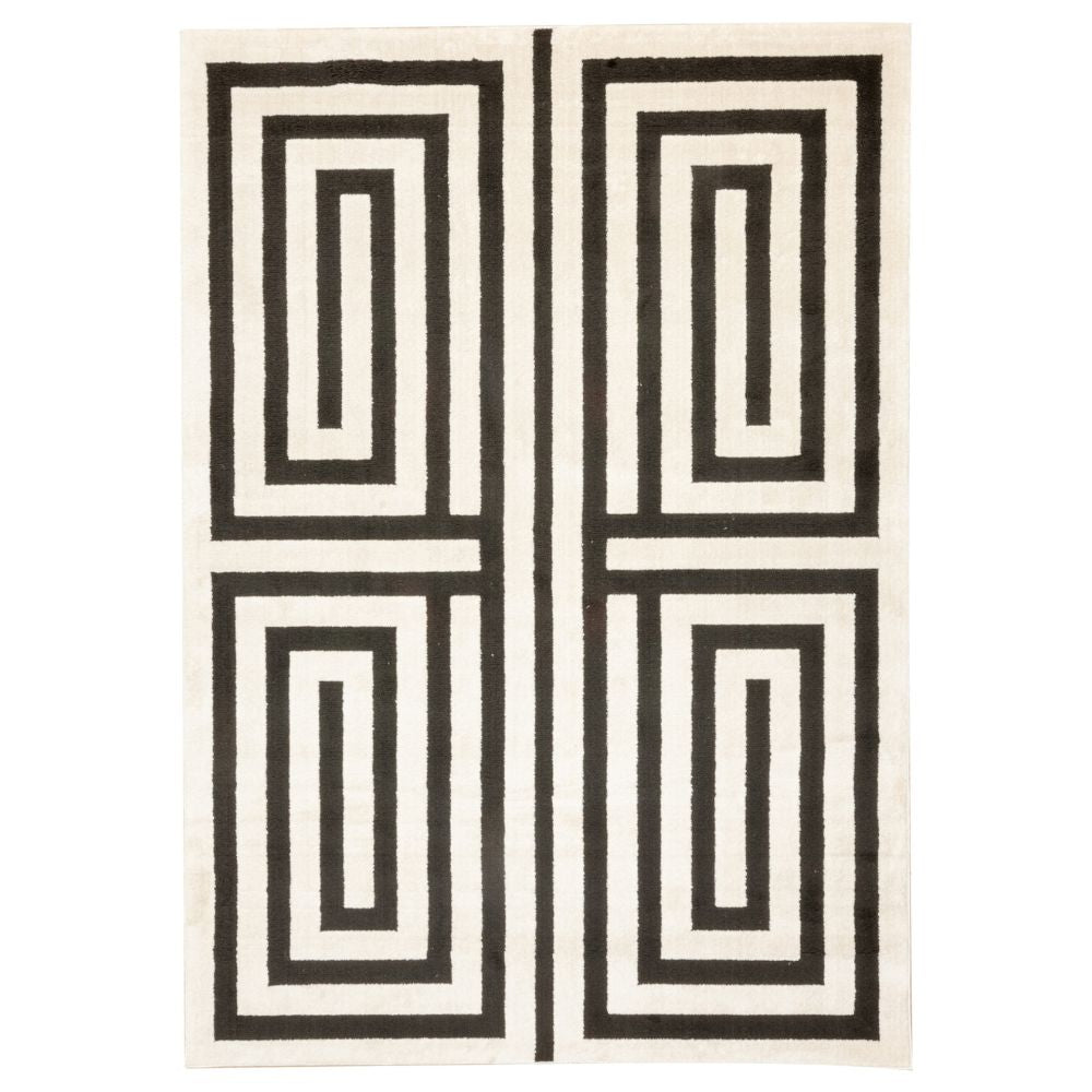 Tapete decorativo colección Optika T9043 rectangular de poliéster en crema negro