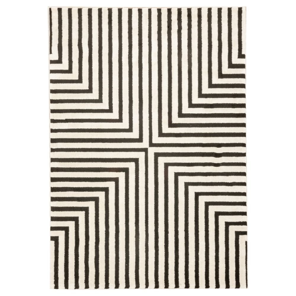 Tapete decorativo colección Optika T9048 rectangular en poliéster color crema negro