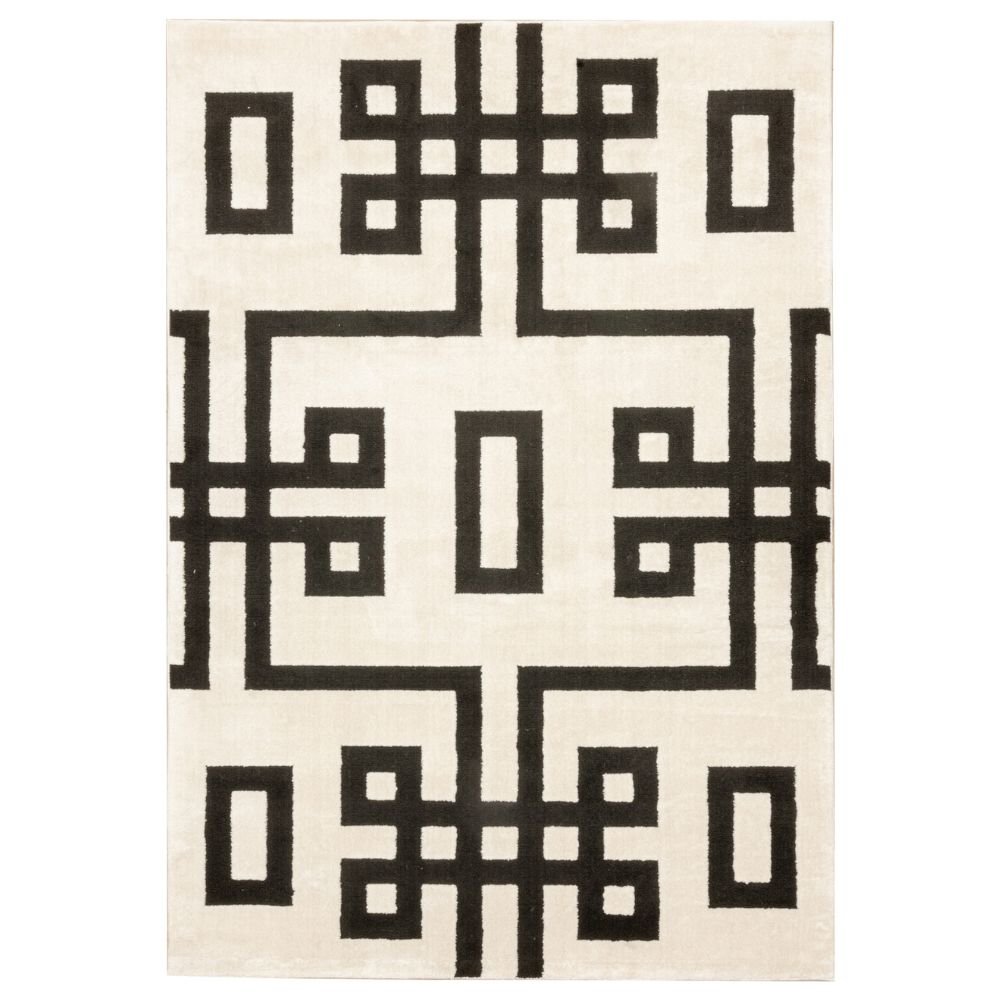 Tapete decorativo Optika T9049 rectangular de poliéster en crema y negro