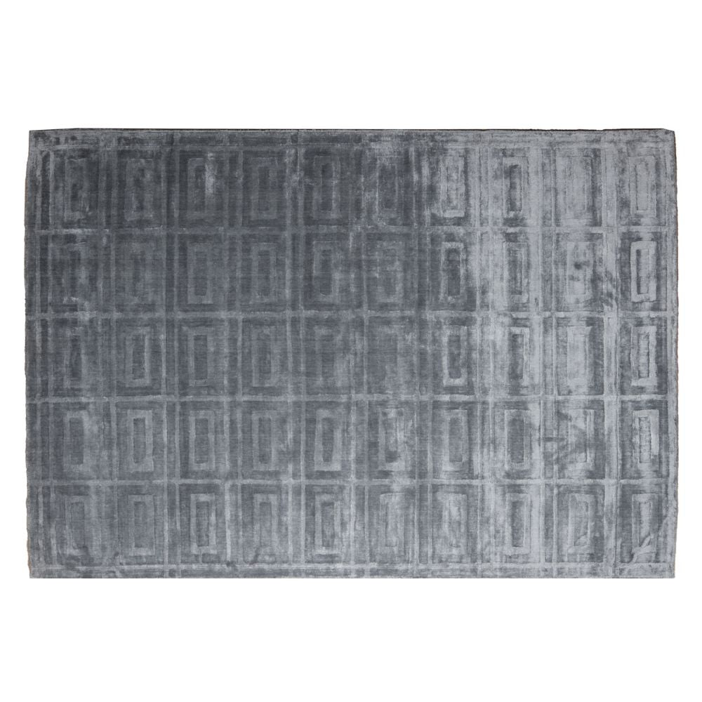 Tapete decorativo colección Raipur D3006 rectangular de viscosa y algodón pelo corto en color gris