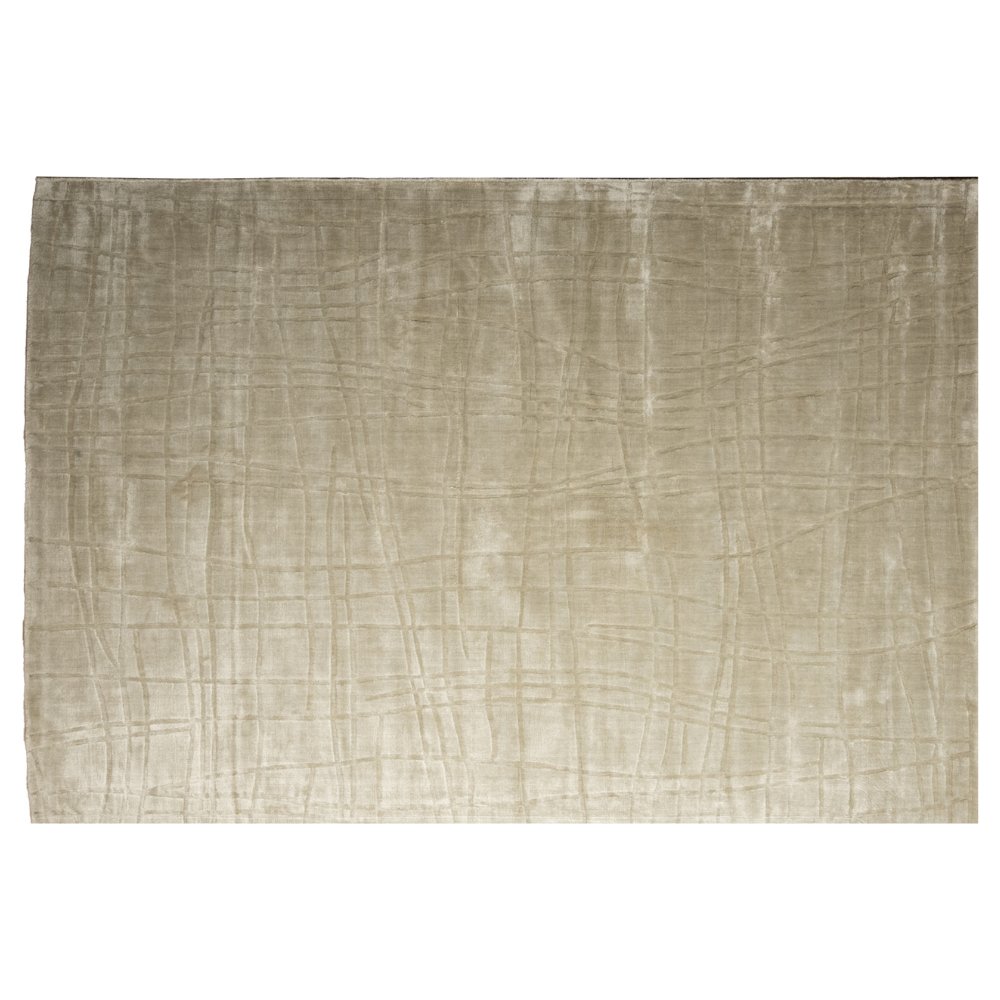 Tapete decorativo colección Raipur D3007 rectangular de viscosa y algodón en tono sage