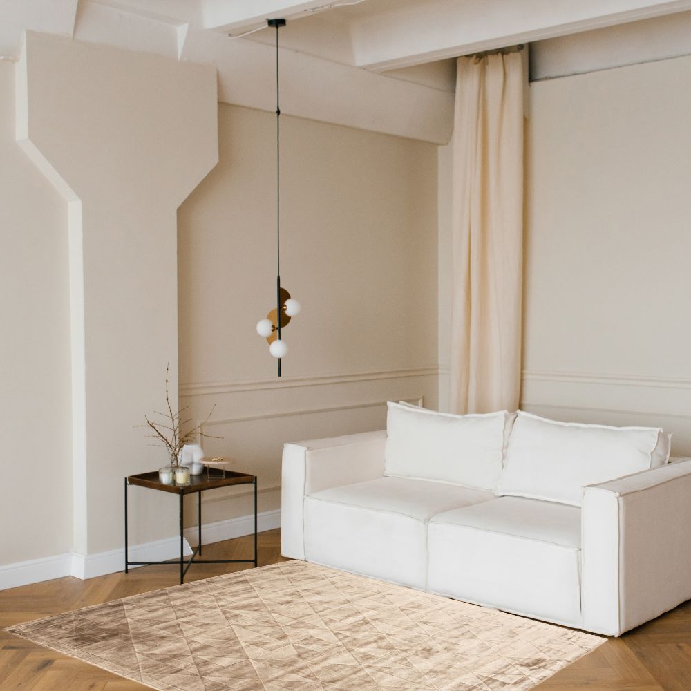 Tapete decorativo colección Raipur D3020 rectangular en viscosa y algodón color tabaco