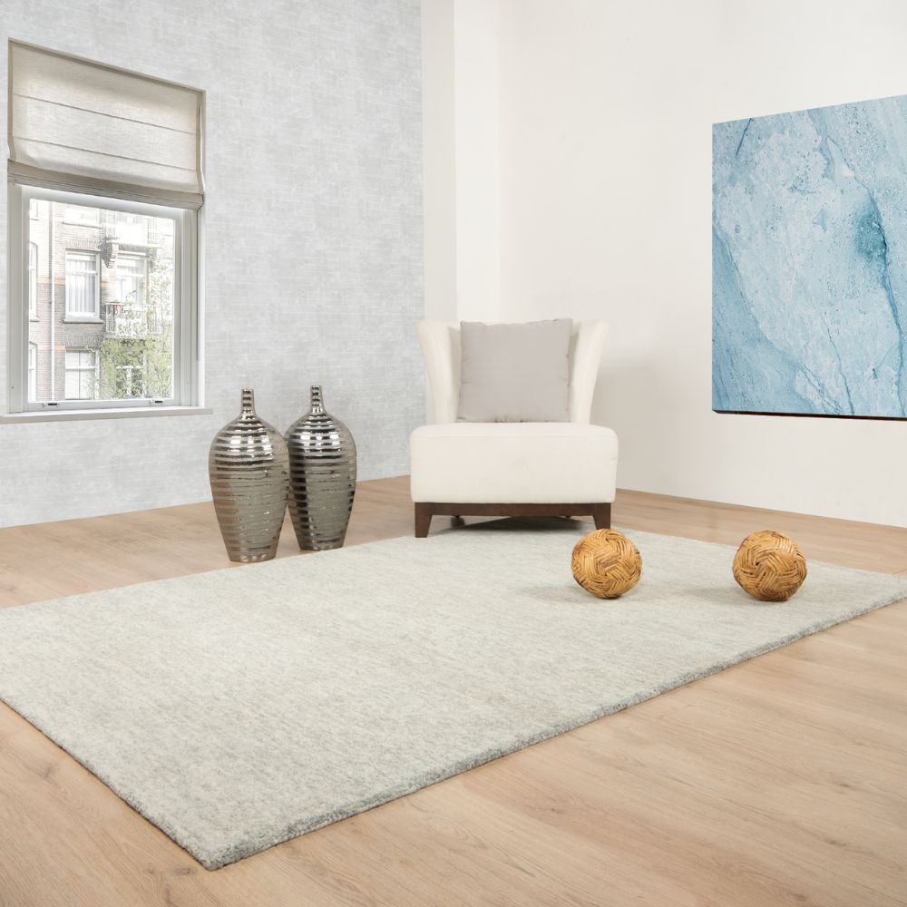 Tapete decorativo colección Ravi D2015 rectangular de lana y algodón en plata