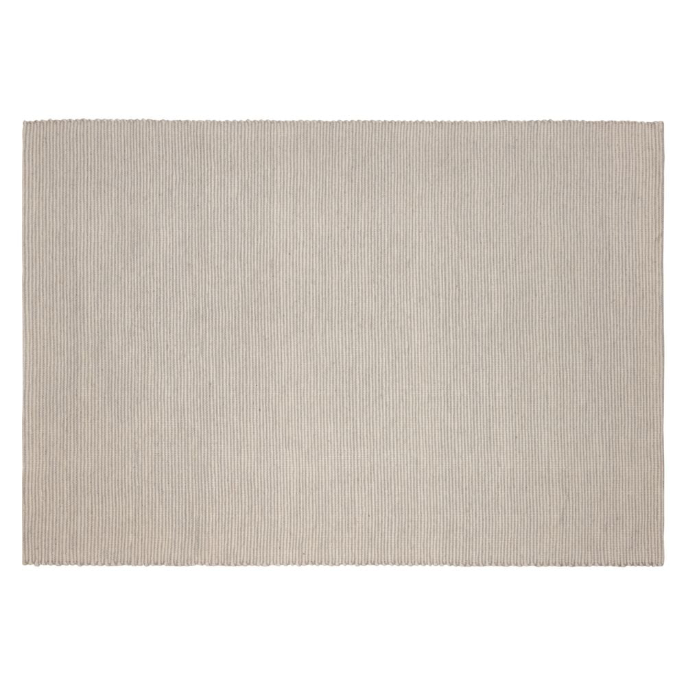 Tapete decorativo colección Saira D1004 rectangular de poliéster, algodón y lana en marfil y plata
