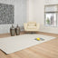 Tapete decorativo colección Saira D1004 rectangular de poliéster, algodón y lana en marfil y plata