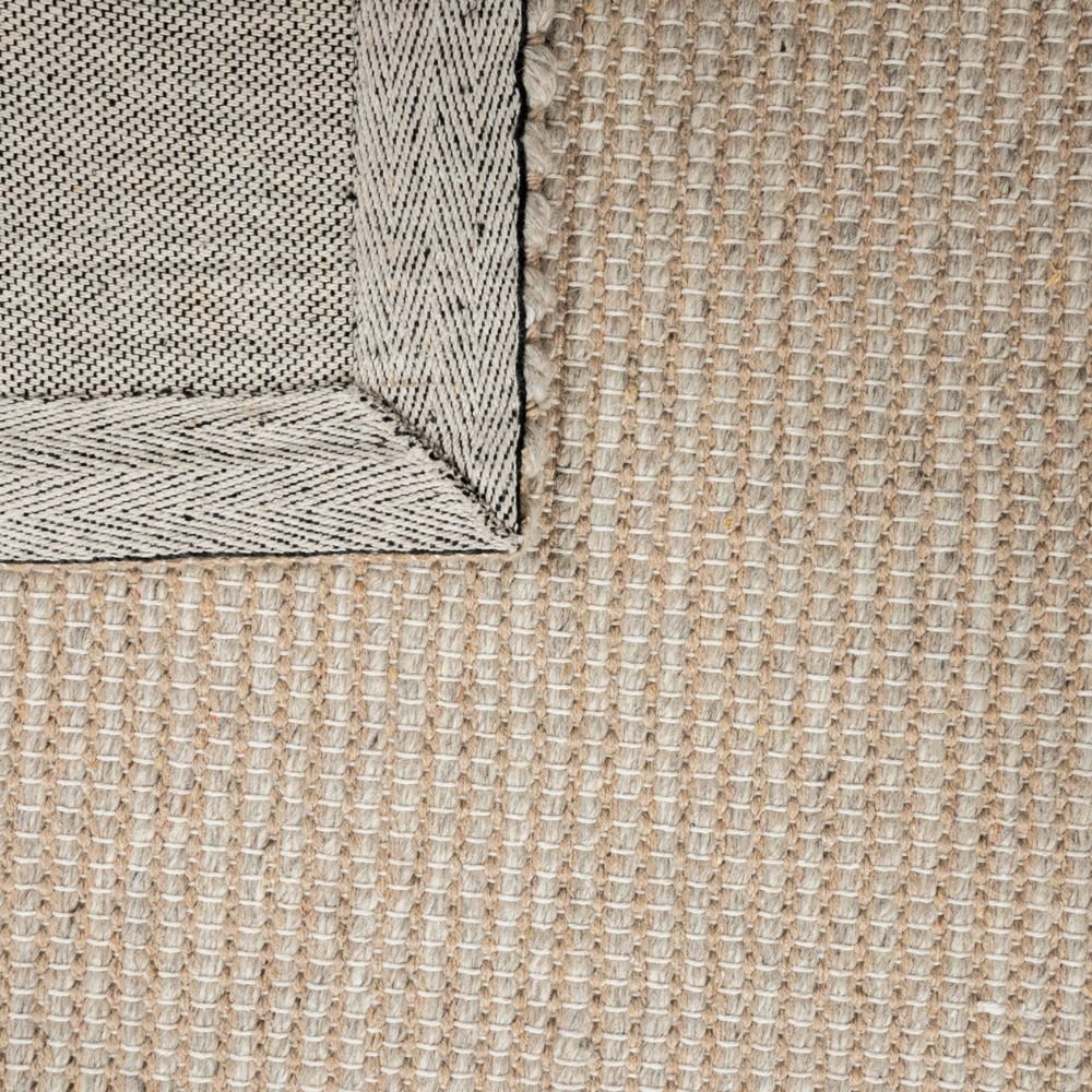 Tapete colección Saira D1005 rectangular de poliéster, algodón y lana en tono marfil plata