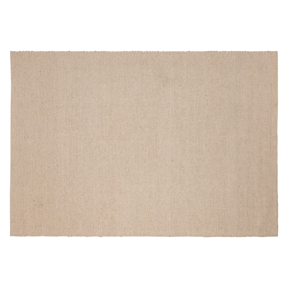 Tapete decorativo colección Saira D1006 rectangular en poliéster y lana color marfil beige