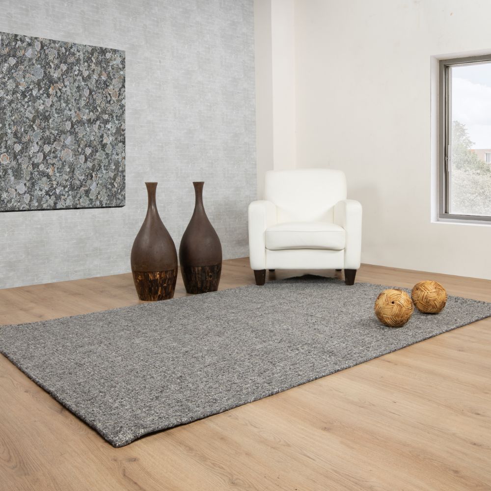 Tapete decorativo colección Salem N4010 rectangular de lana y poliéster en beige