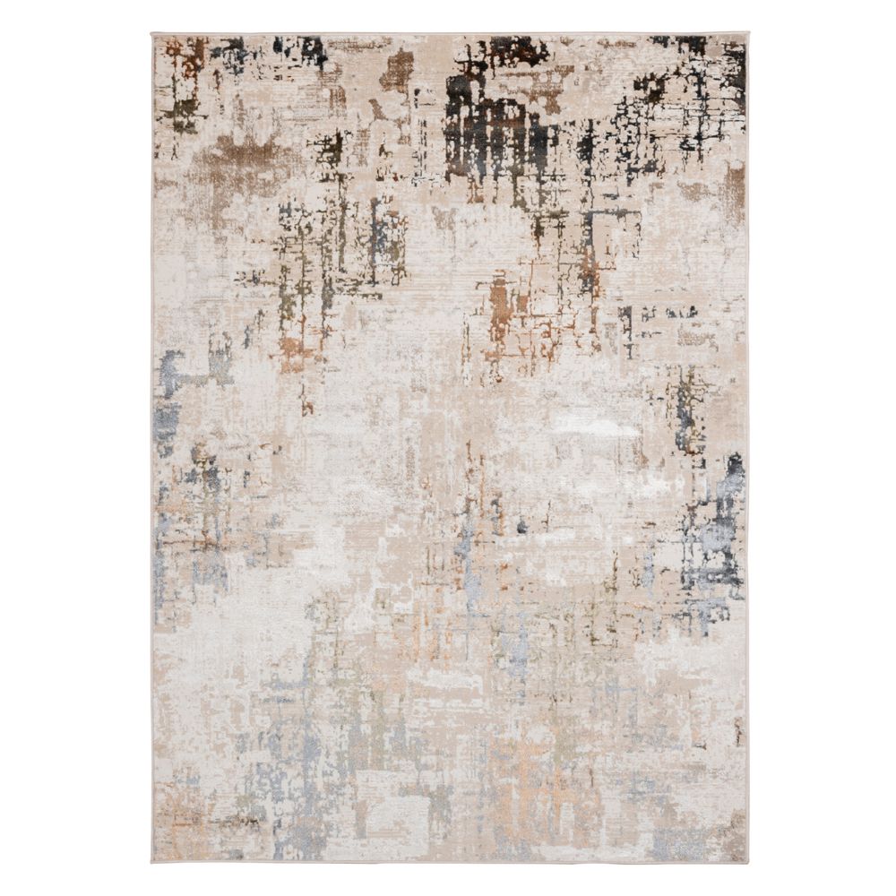 Tapete decorativo colección Salim T4044 rectangular y circular de poliéster en tonos gris y oro