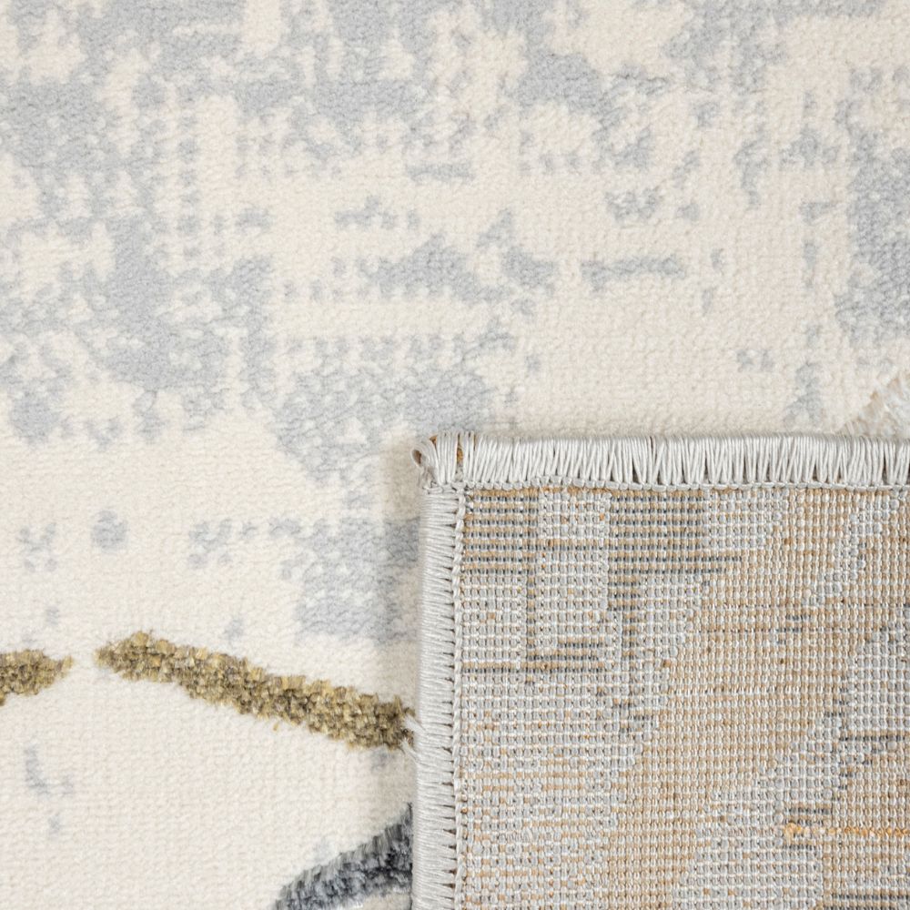 Tapete decorativo colección Salim T4046 rectangular y circular en poliéster color gris oro