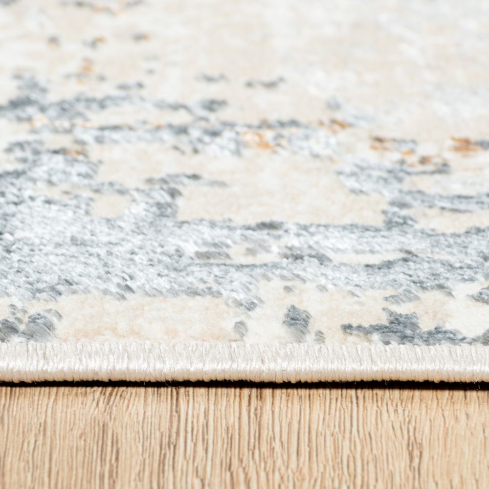 Tapete decorativo Salim T4047 de poliéster en gris y oro, formas rectangular y circular