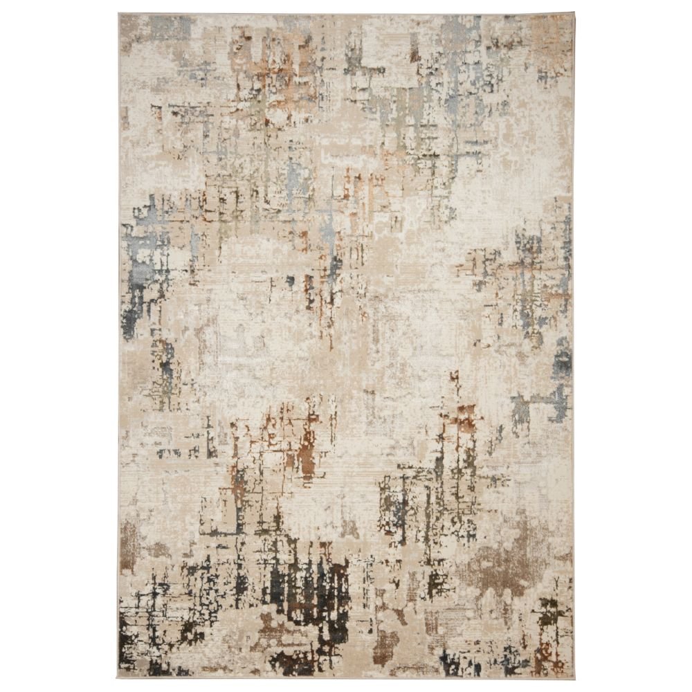 Tapete decorativo Salim T4047 de poliéster en gris y oro, formas rectangular y circular