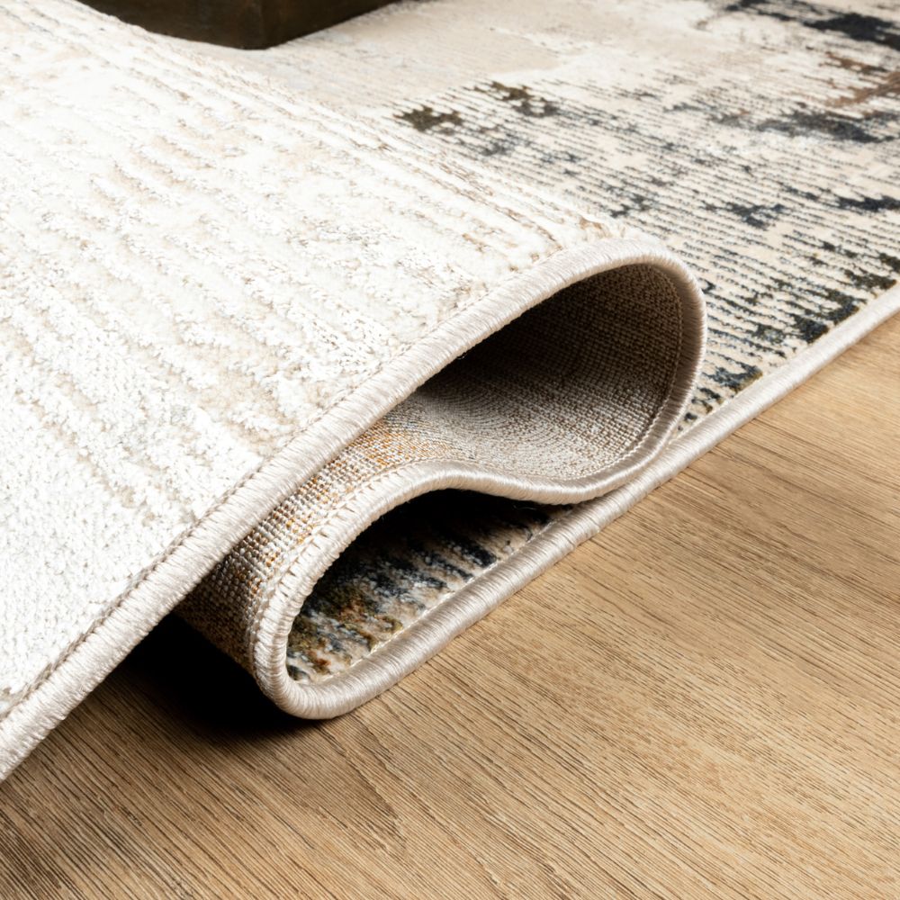 Tapete decorativo colección Salim T4048 de poliéster en gris oro, rectangular o circular