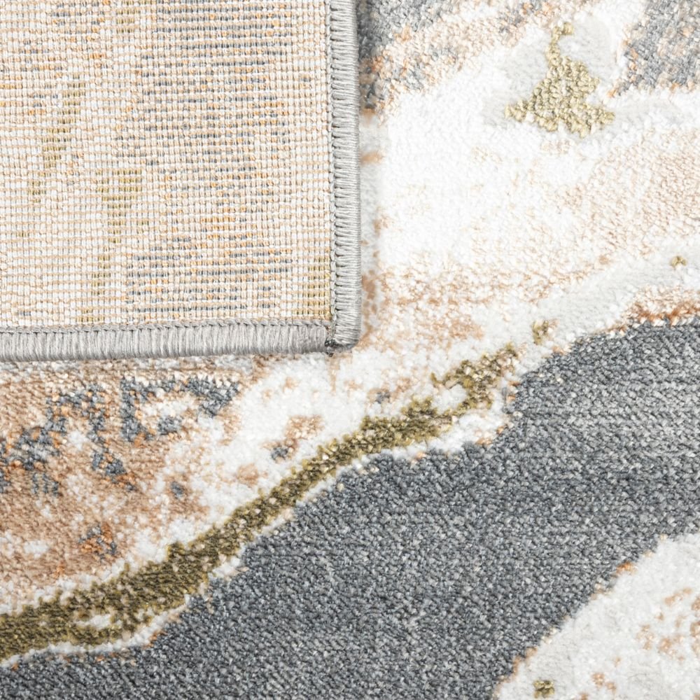 Tapete decorativo colección Salim rectangular y circular en poliéster gris oro de pelo corto