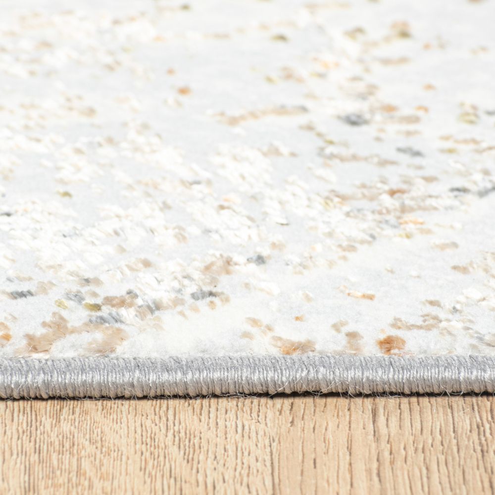 Tapete decorativo colección Salim T4051 de poliéster pelo corto en tonos gris y oro, rectangular o circular