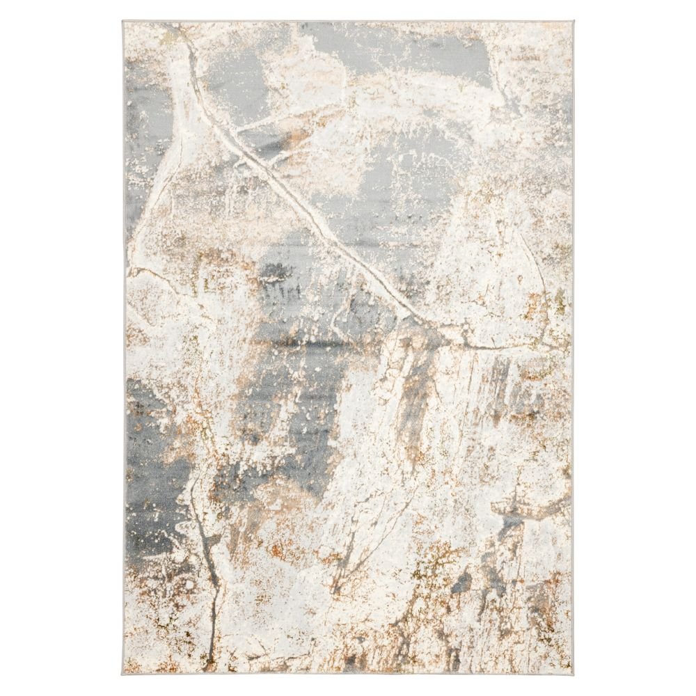 Tapete decorativo colección Salim T4051 de poliéster pelo corto en tonos gris y oro, rectangular o circular