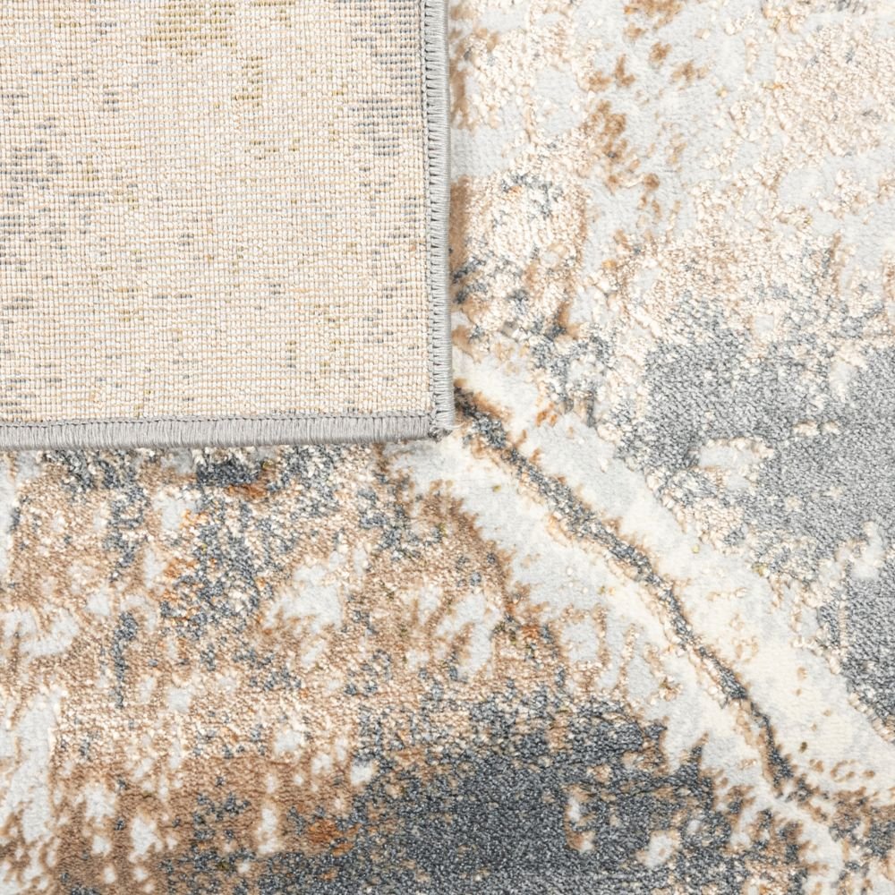 Tapete decorativo colección Salim T4051 de poliéster pelo corto en tonos gris y oro, rectangular o circular