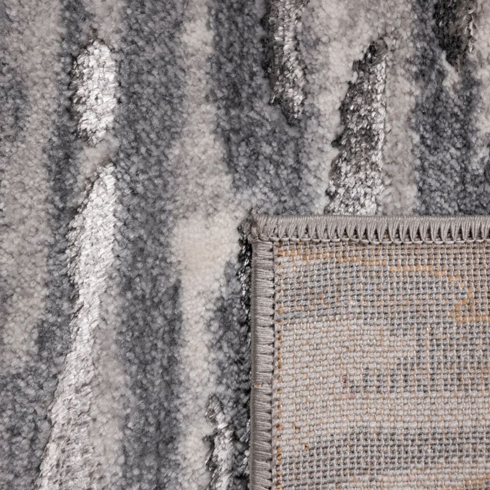 Tapete colección Samira U5002 rectangular de poliéster y polipropileno en tono gris plata