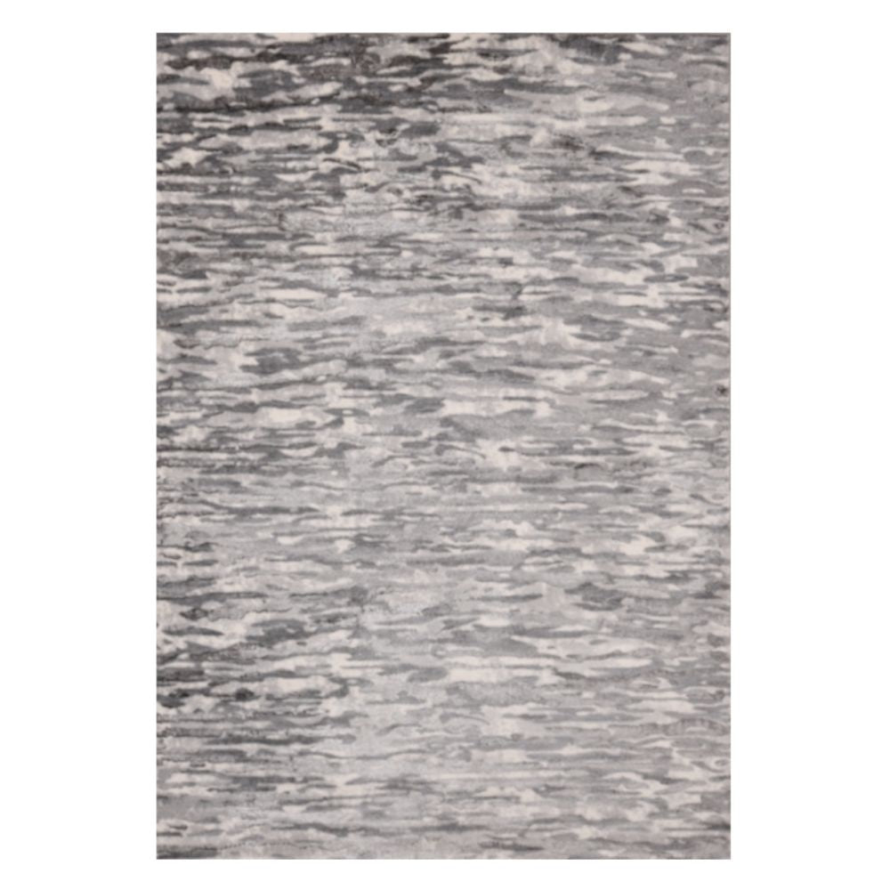Tapete colección Samira U5002 rectangular de poliéster y polipropileno en tono gris plata