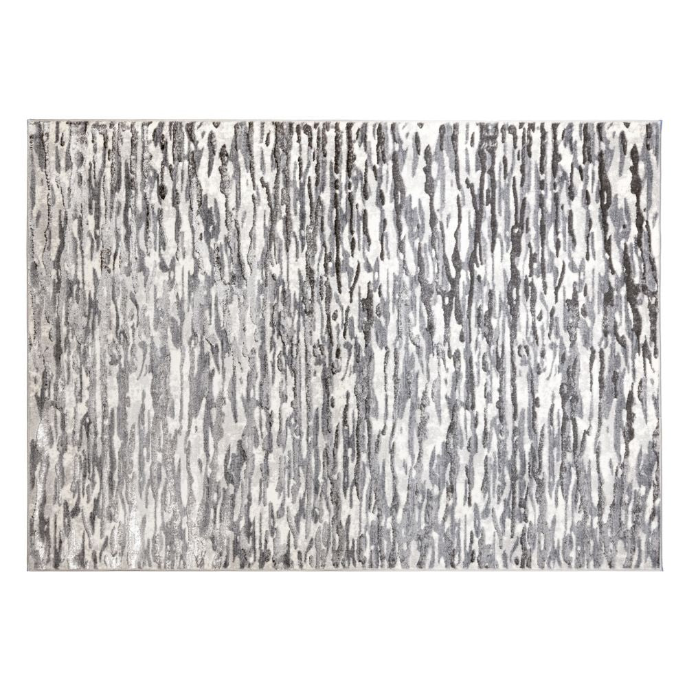 Tapete colección Samira U5002 rectangular de poliéster y polipropileno en tono gris plata