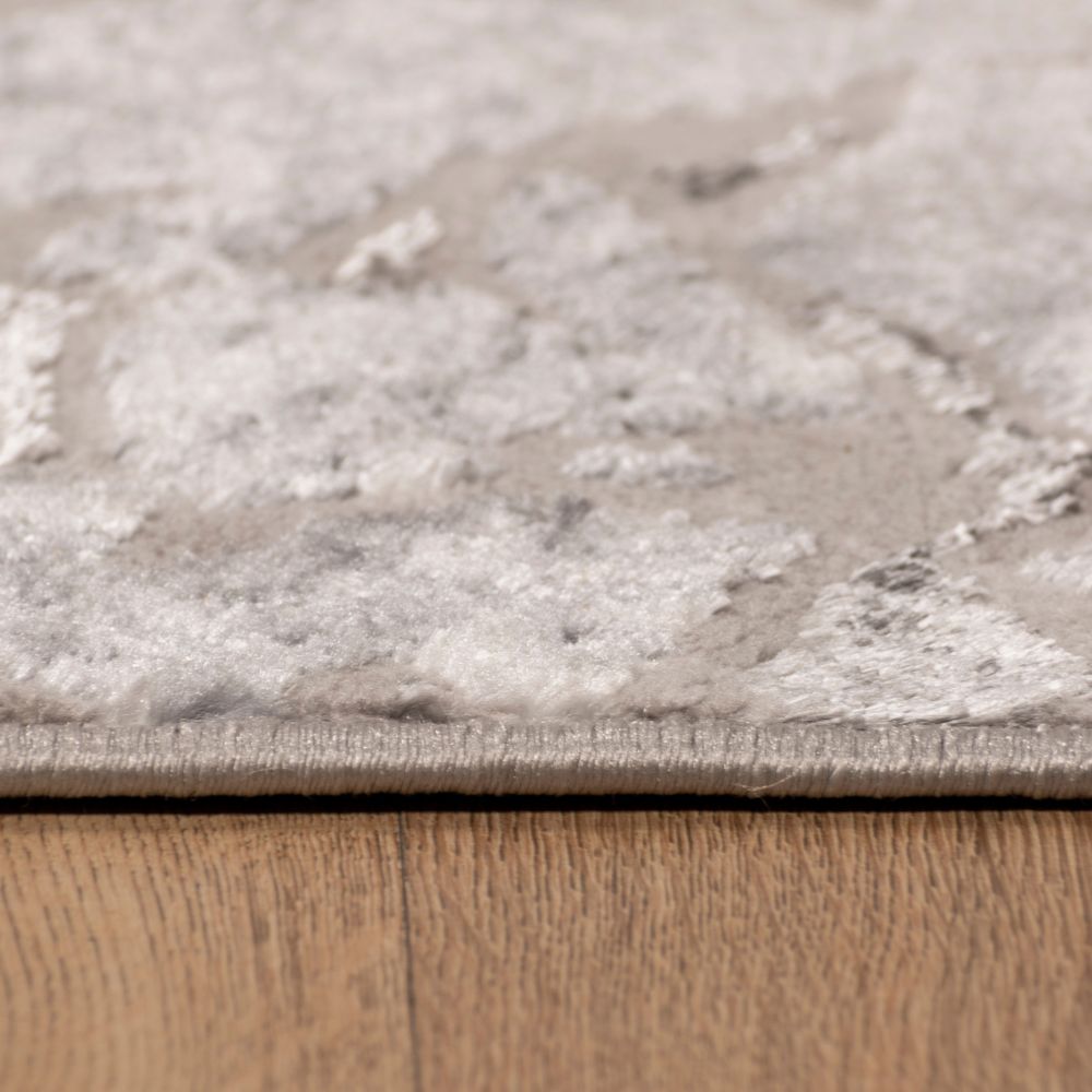 Tapete decorativo colección Samira U5003 rectangular en poliéster y polipropileno color gris plata