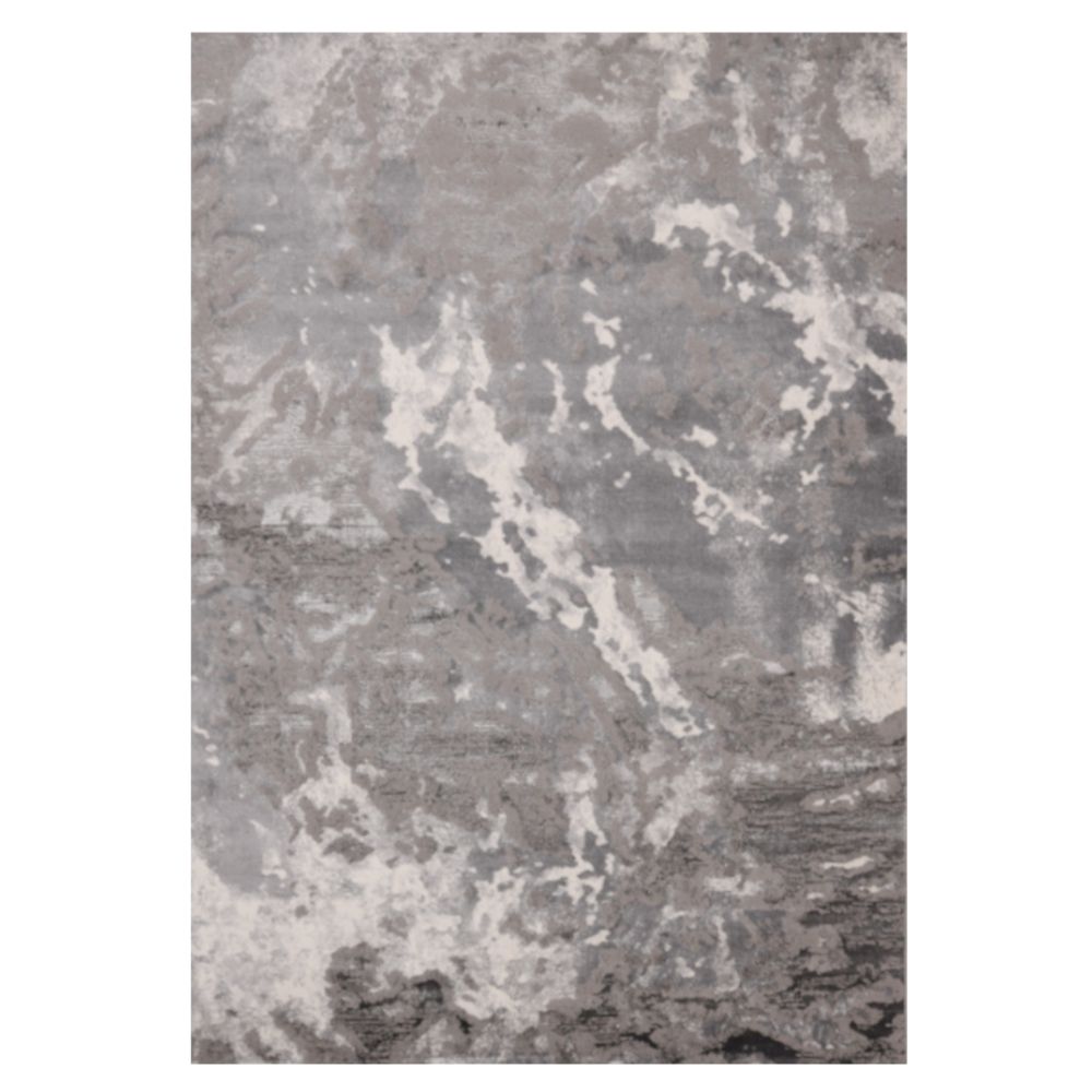Tapete decorativo Samira U5005 rectangular de poliéster y polipropileno en gris y plata