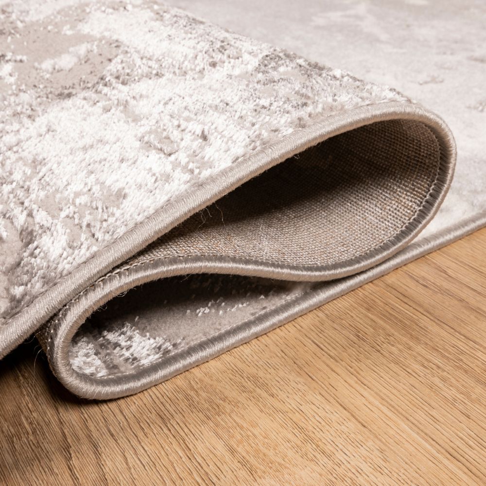 Tapete decorativo Samira U5005 rectangular de poliéster y polipropileno en gris y plata