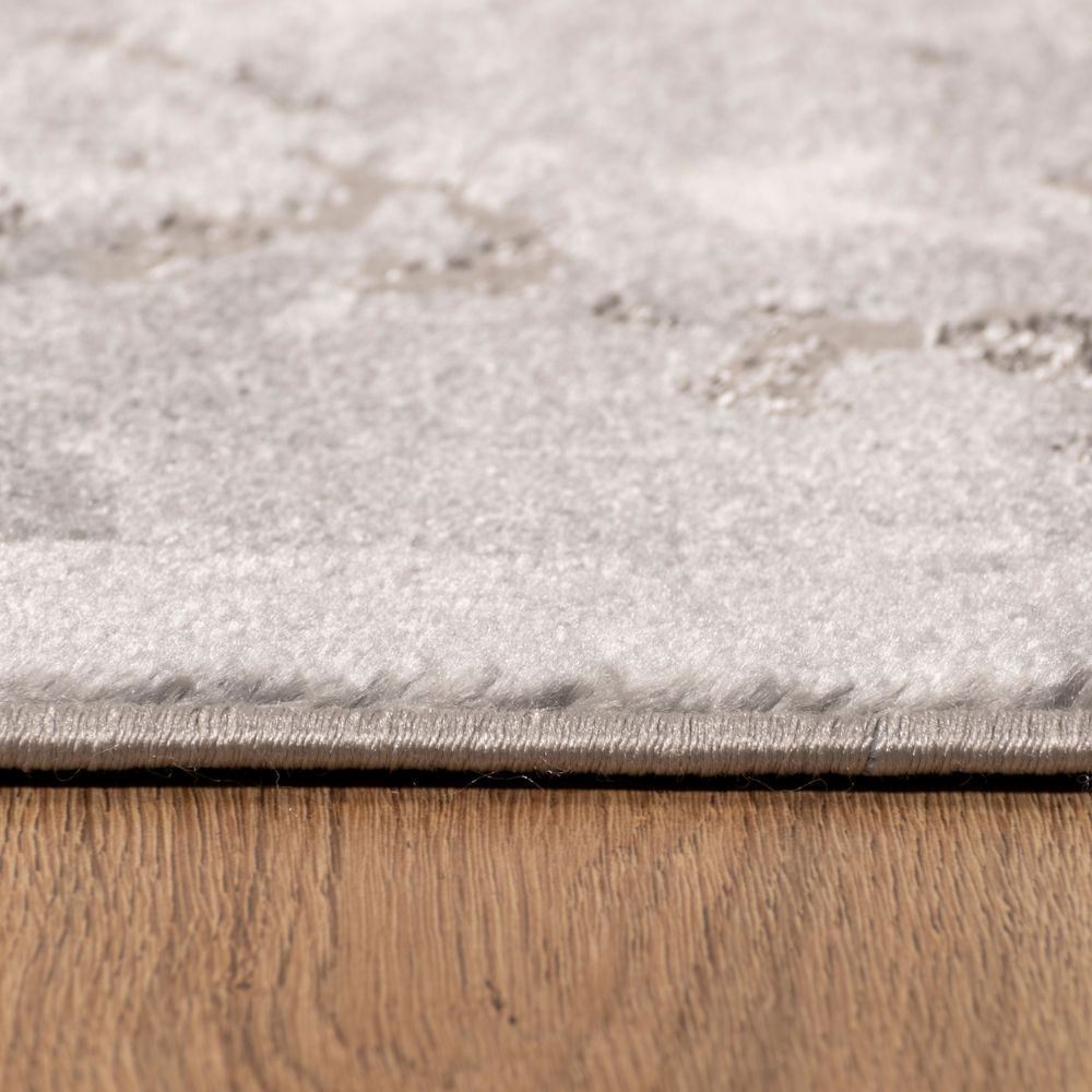 Tapete decorativo Samira U5005 rectangular de poliéster y polipropileno en gris y plata
