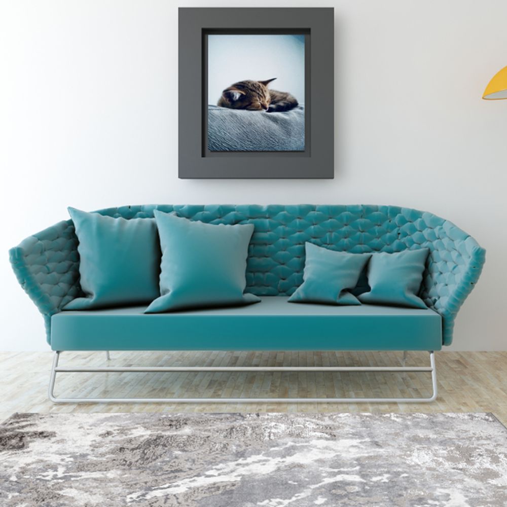 Tapete decorativo Samira U5005 rectangular de poliéster y polipropileno en gris y plata