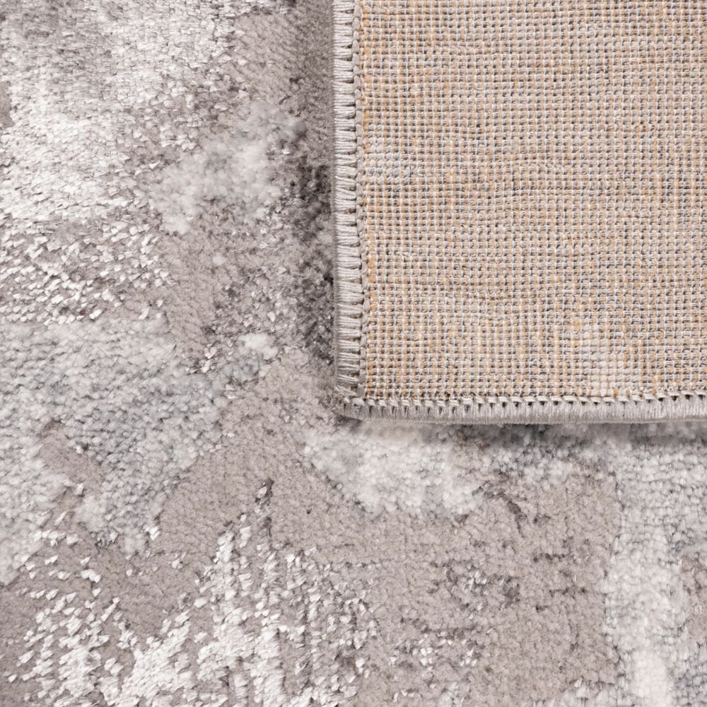 Tapete decorativo Samira U5005 rectangular de poliéster y polipropileno en gris y plata